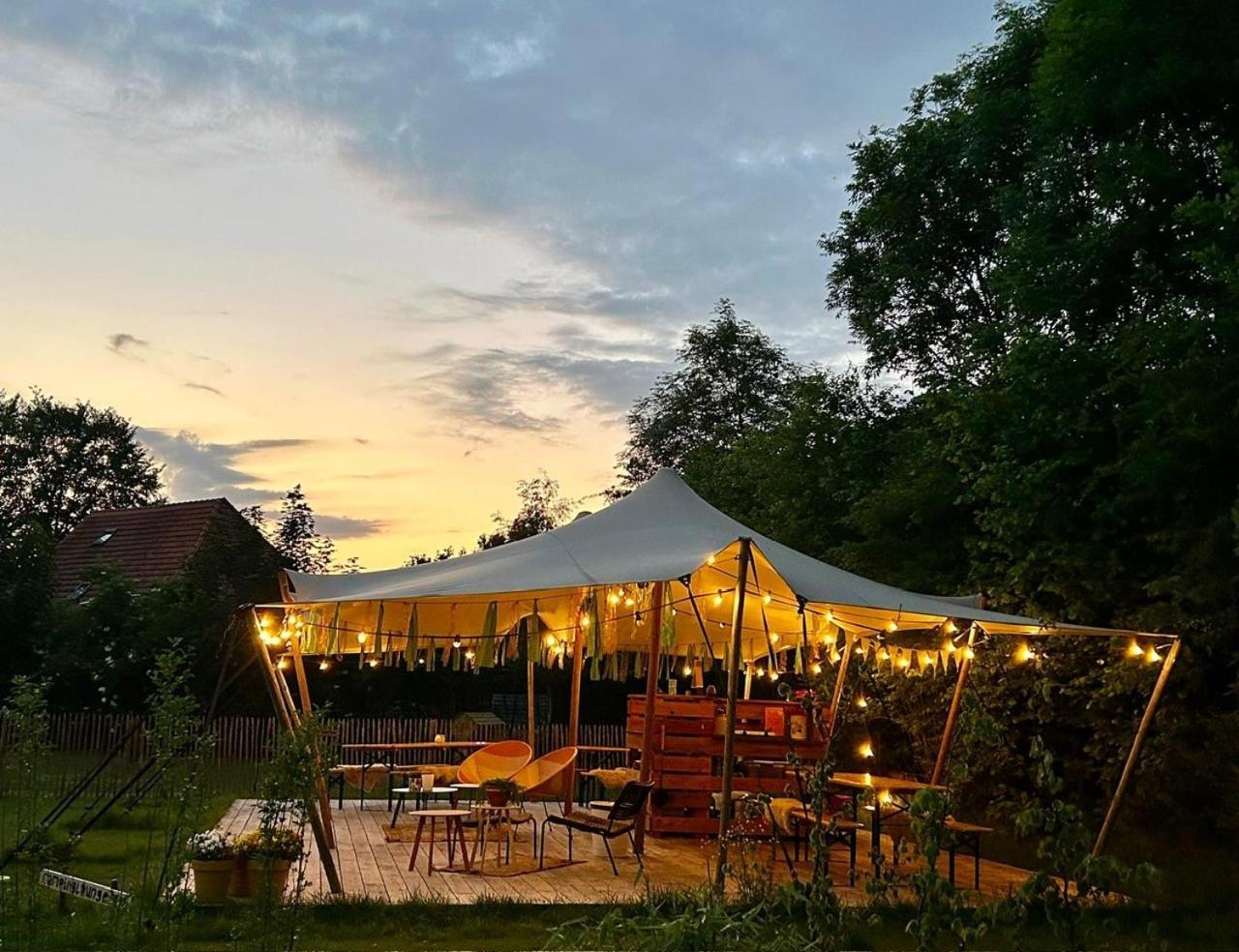 Wereldse Bell Tenten Met Alpaca'S Paasloo Exterior foto